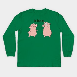 Instaham- Funny Pig Selfie Gift Kids Long Sleeve T-Shirt